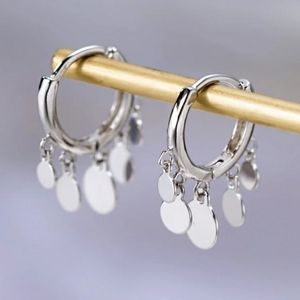 NEW 925 STERLING SILVER PLATED DISC TASSEL HUGGIES